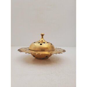 Brass Incense Holder || Brass Dish With Lid || Etched Brass Container ||…